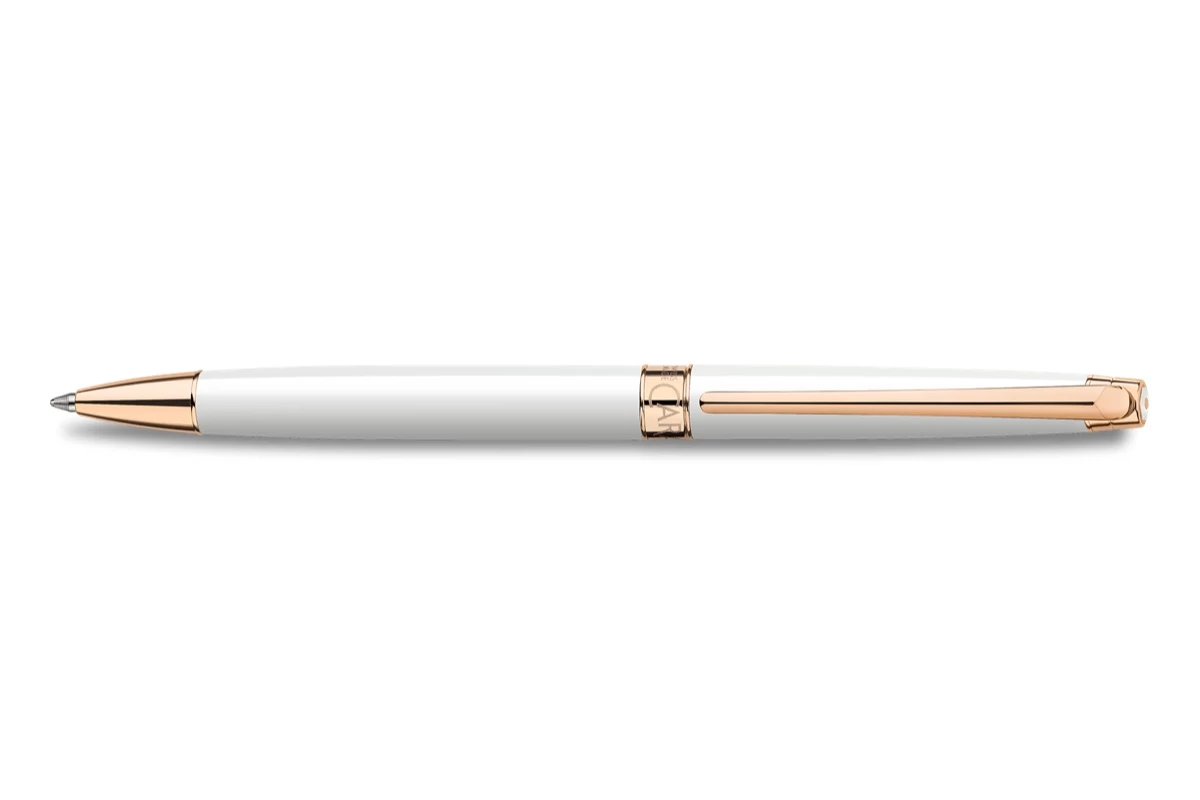 Caran D'Ache Léman Slim White Rose Gold Balpen 1 Caran D'Ache Léman Slim White Rose Gold Balpen